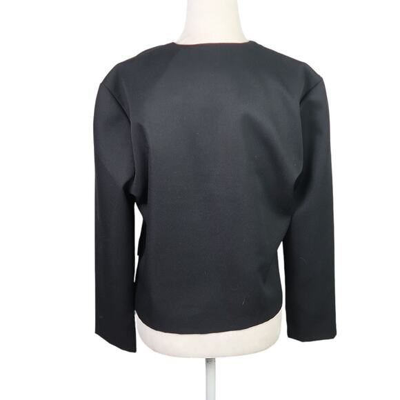 Vintage 80s Magna black collarless blazer jacket M - Picture 4 of 5